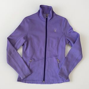 SPYDER Core Ribbed Sweater Jacket Full Zip Up Violet Purple Women’s Large Cotton